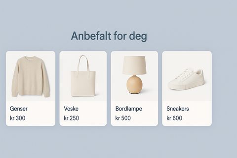 Illustrasjon av produktanbefalinger i en nettbutikk